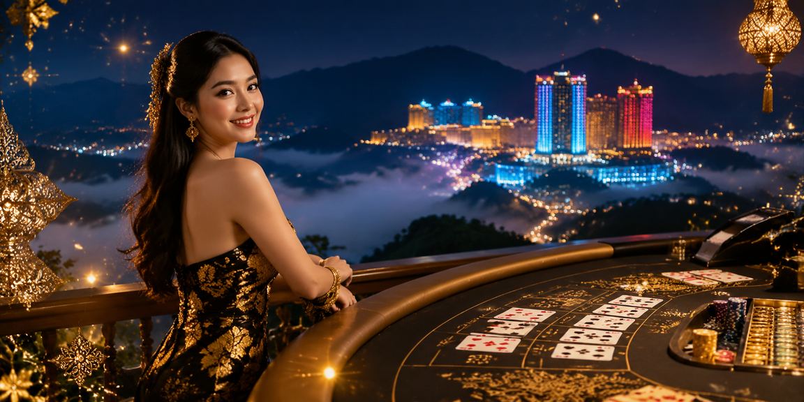 Meja bakarat gaya kasino Genting Highlands dengan suasana kasino mewah tempatan